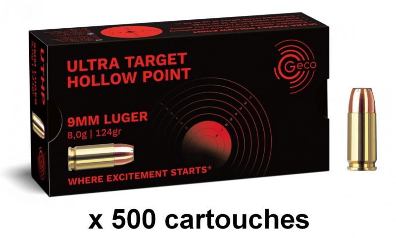 GECO cal.9mm PARA JHP Ultra Target Hollow Point /500