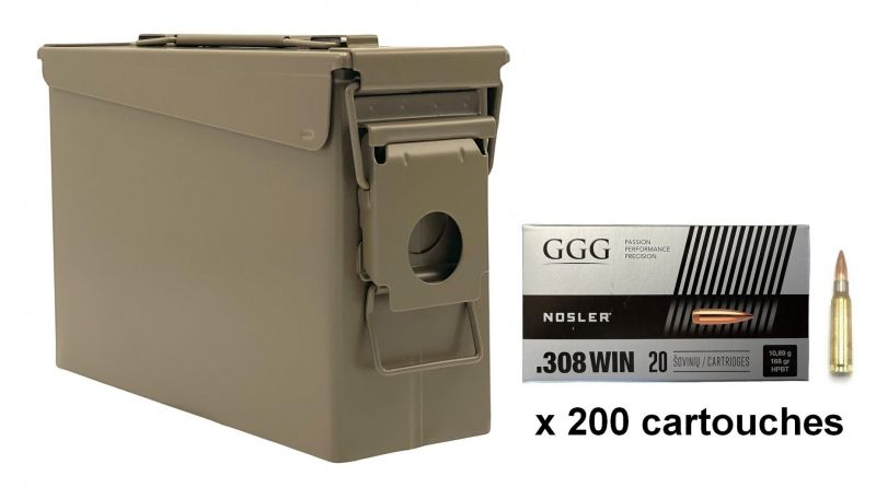 GGG cal.308 Win NOSLER HPBT Match 168 gr /Caisse TAN 200 Cartouches