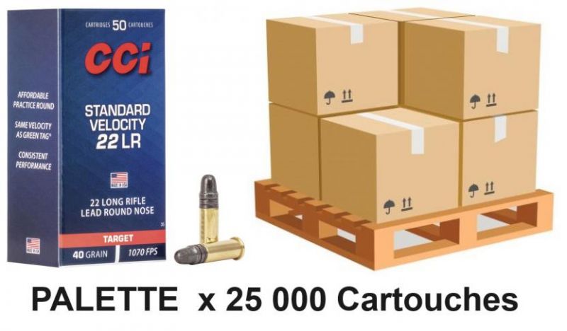 CCI 22lr Standard /palette de 25 000 Cartouches